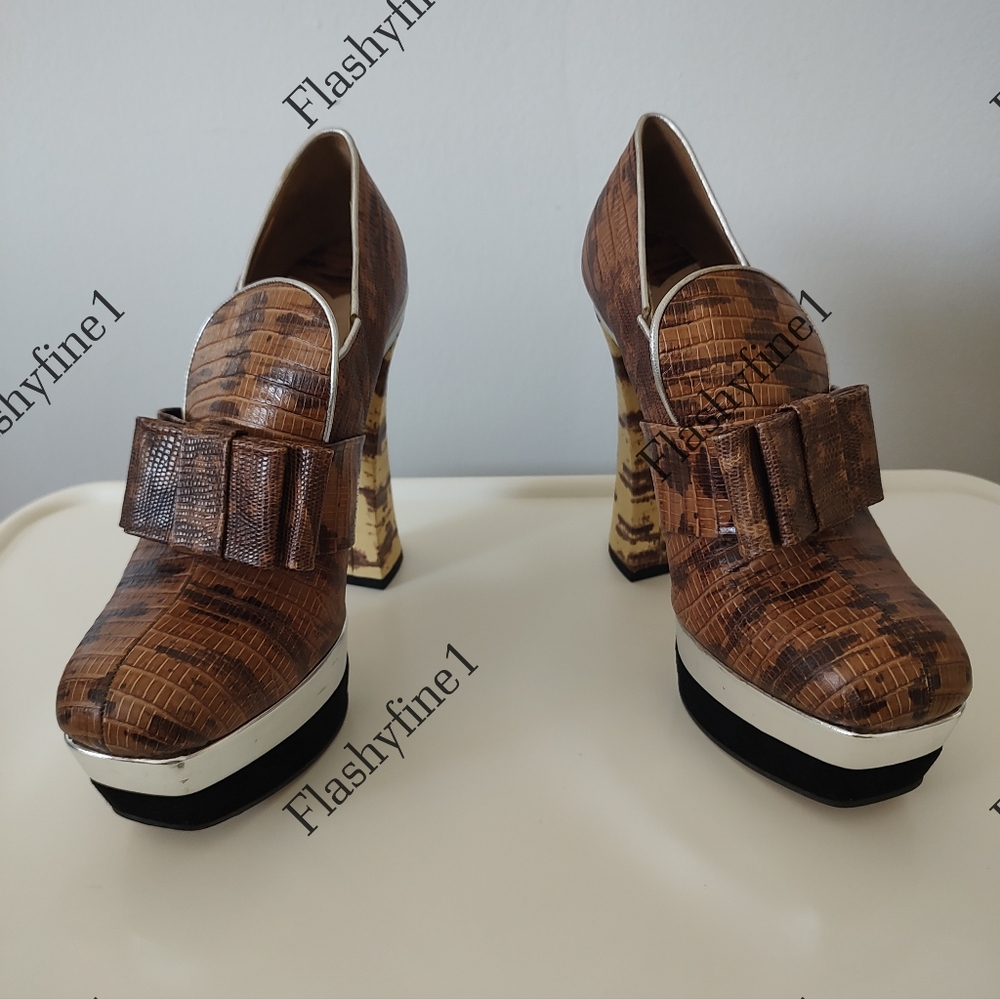Miu Miu size 10 snakeskin platform / heels